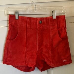 High Waist Red Corduroy Shorts
